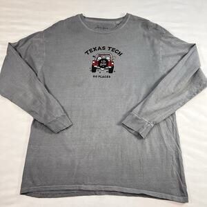 Texas Tech Life Is Good T-shirt Size L Gray Faded Vintage Wash Long Sleeve Tee